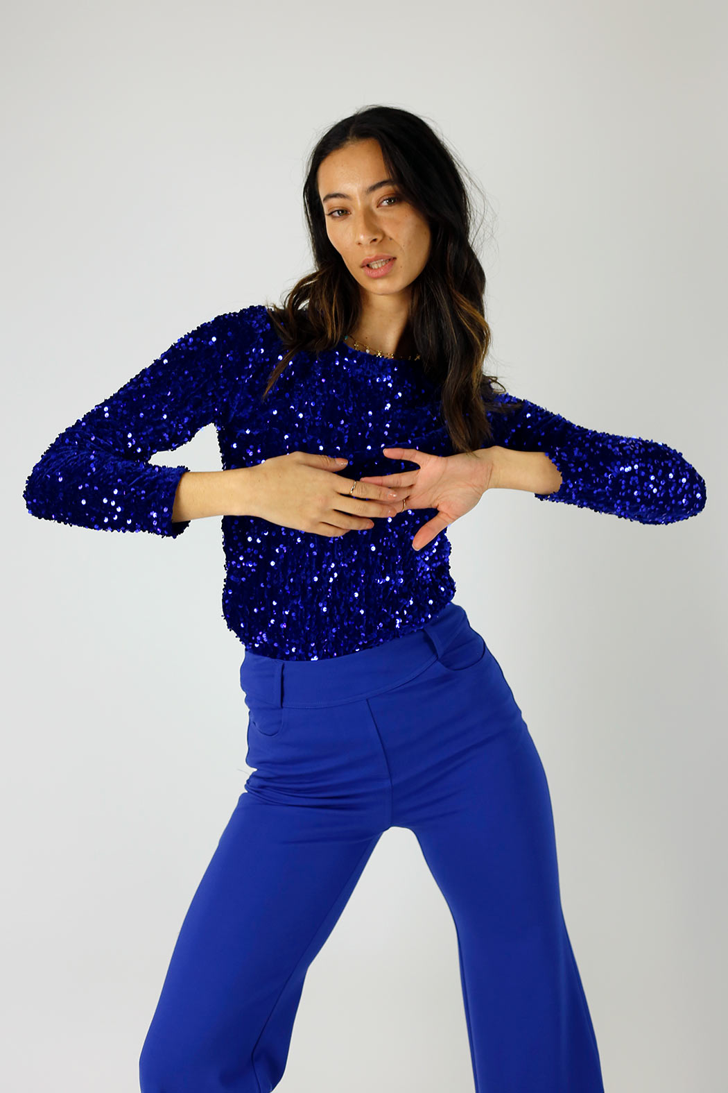 Cobalt Sequin Crew Top - FINAL SALE