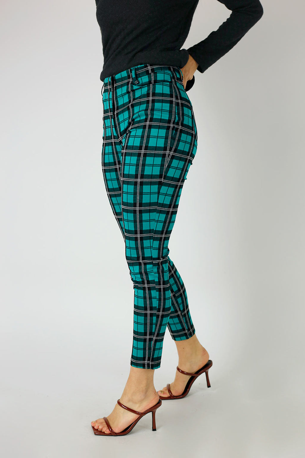 Green Check Slim Leg Pant - FINAL SALE