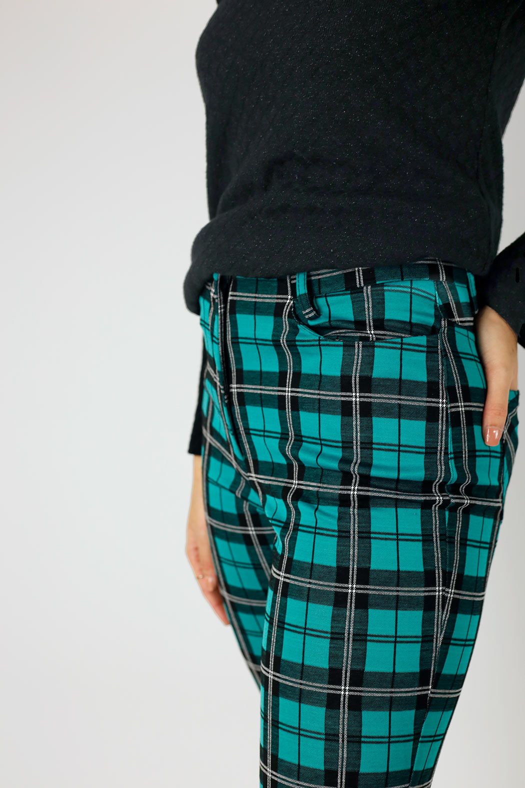 Green Check Slim Leg Pant - FINAL SALE