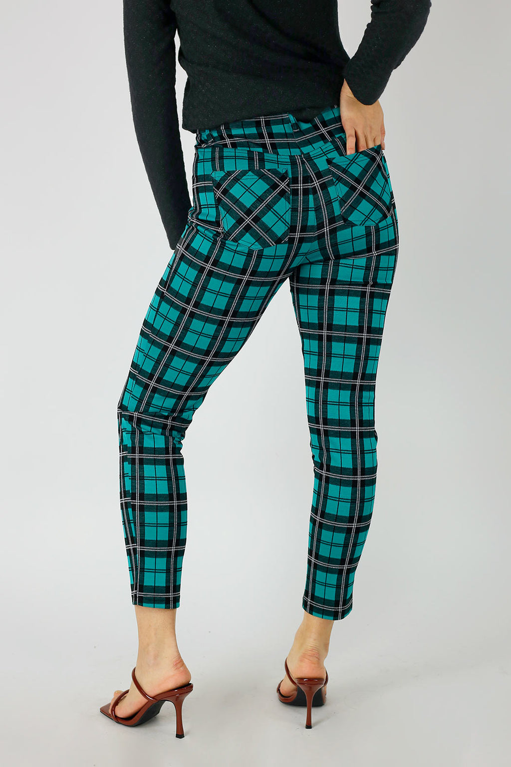 Green Check Slim Leg Pant - FINAL SALE