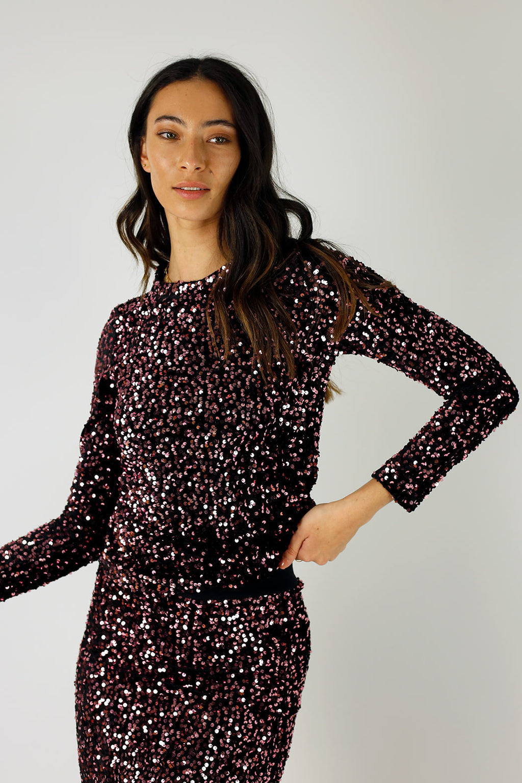 Pink Sequin Crew Top - FINAL SALE