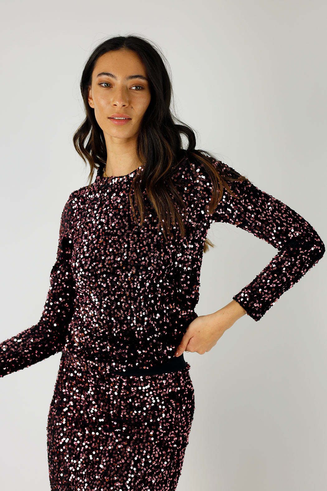 Pink Sequin Crew Top - FINAL SALE