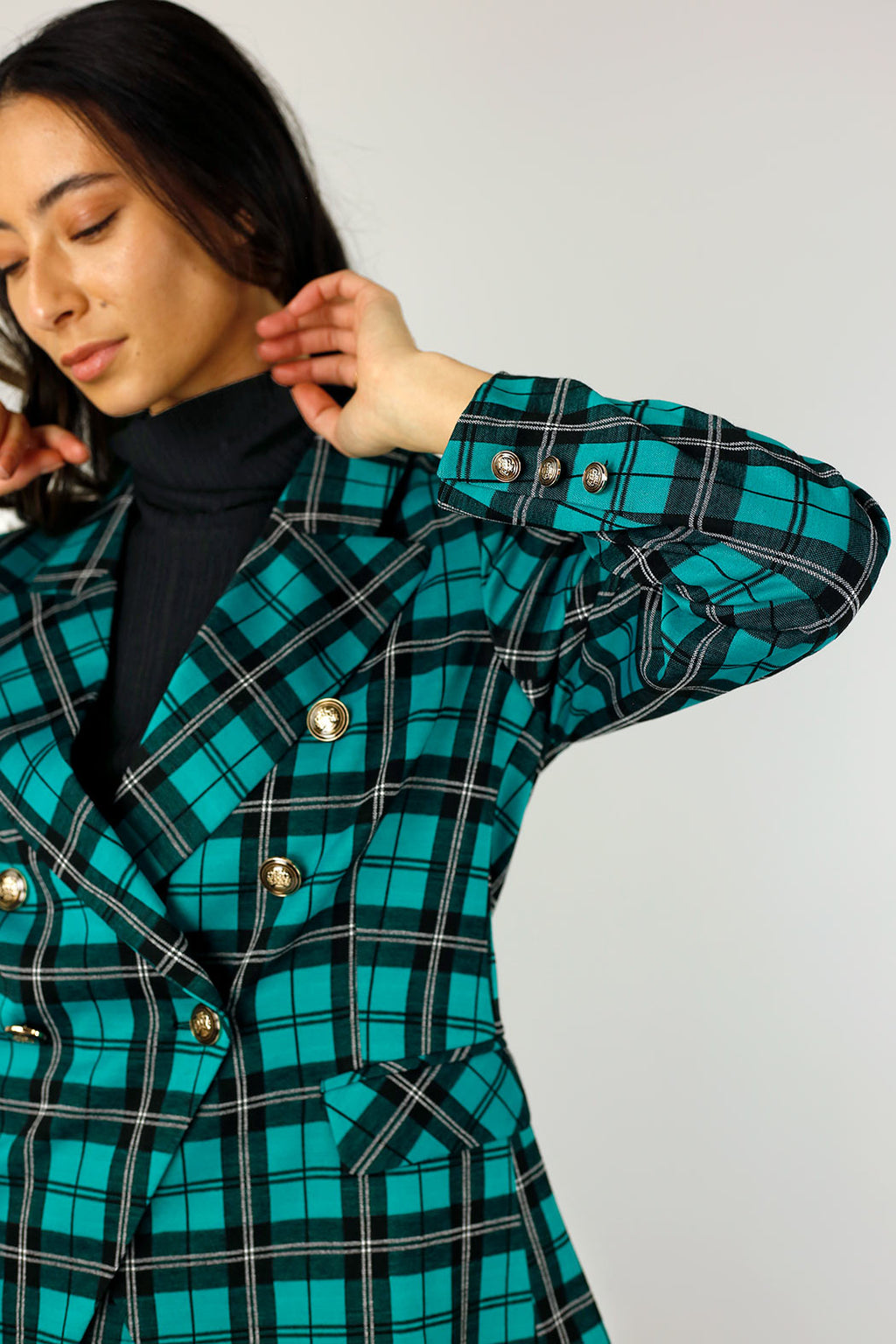 Green Check Ponte Sisca Blazer - SALE