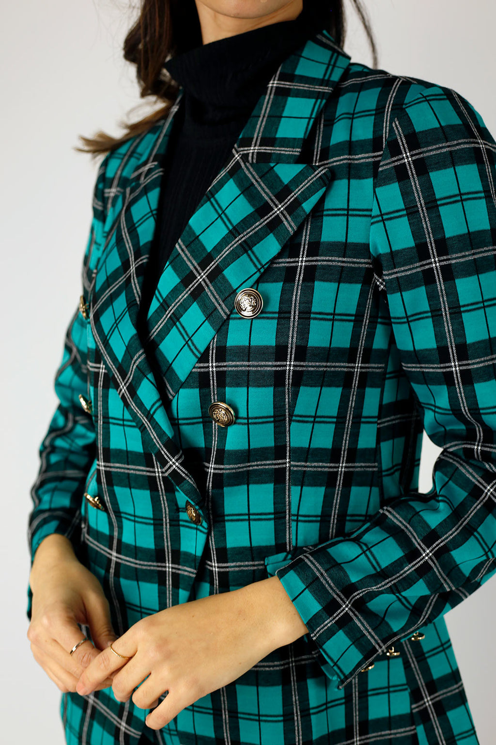 Green Check Ponte Sisca Blazer - SALE