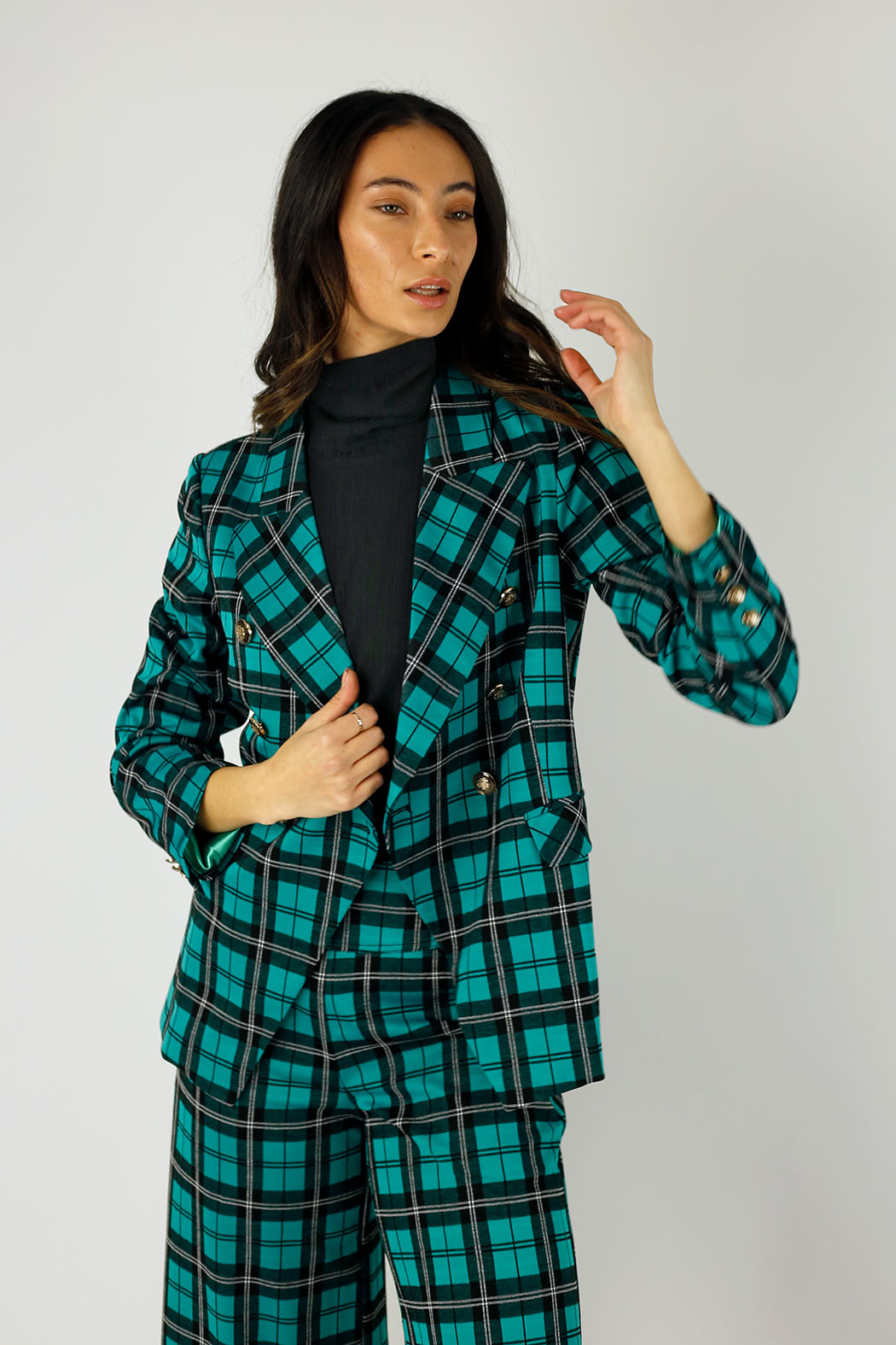 Green Check Ponte Sisca Blazer - SALE