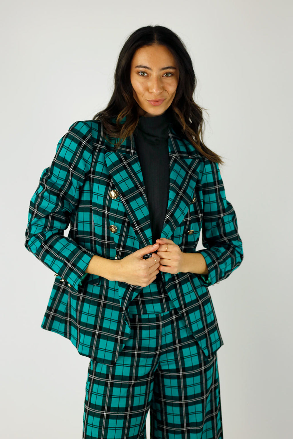 Green Check Ponte Sisca Blazer - SALE