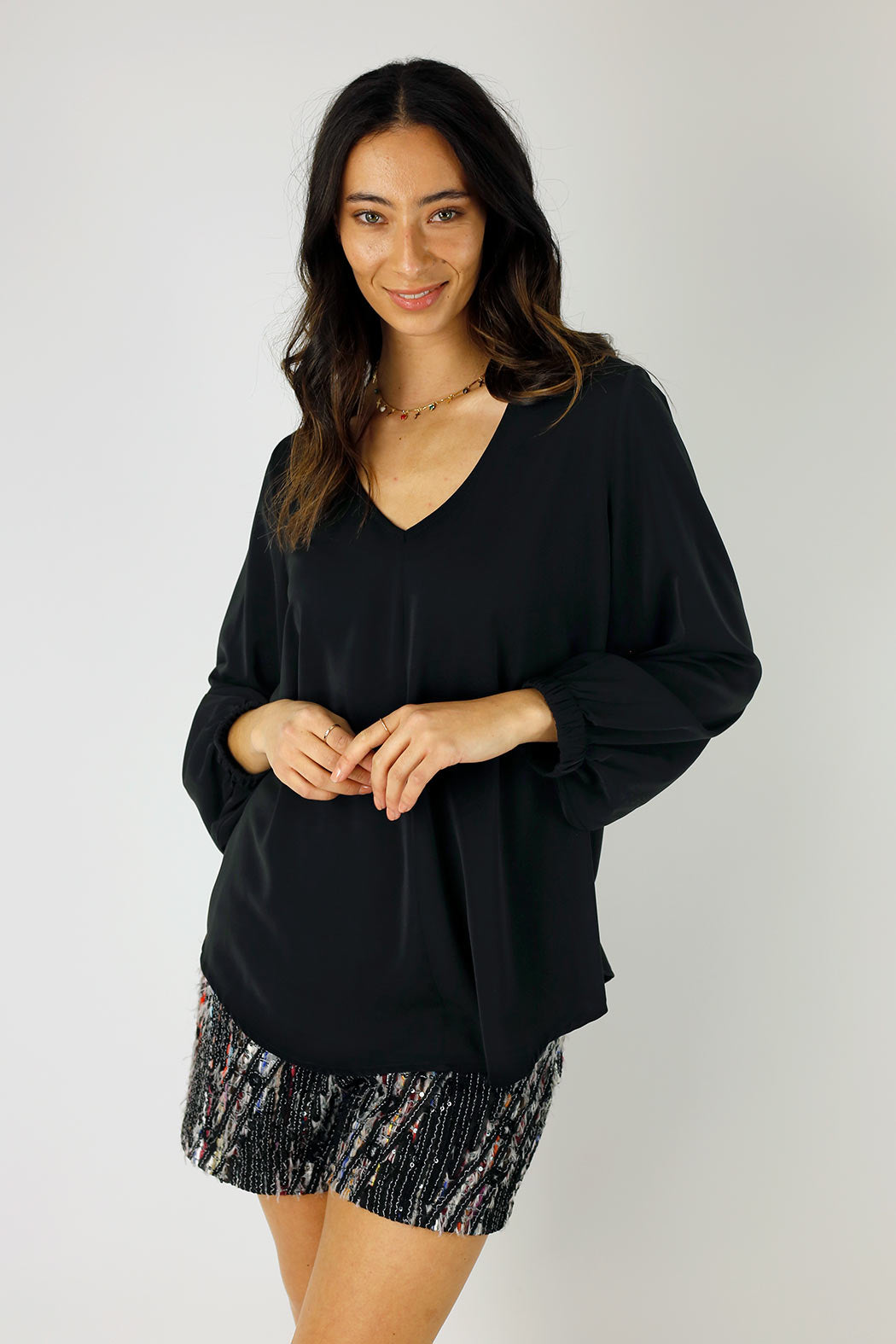 Black Soft Touch Audrey Blouse - SALE