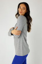 Grey Sparkle V Neck Top - SALE