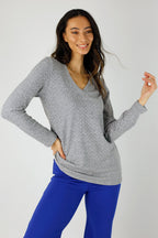 Grey Sparkle V Neck Top - SALE