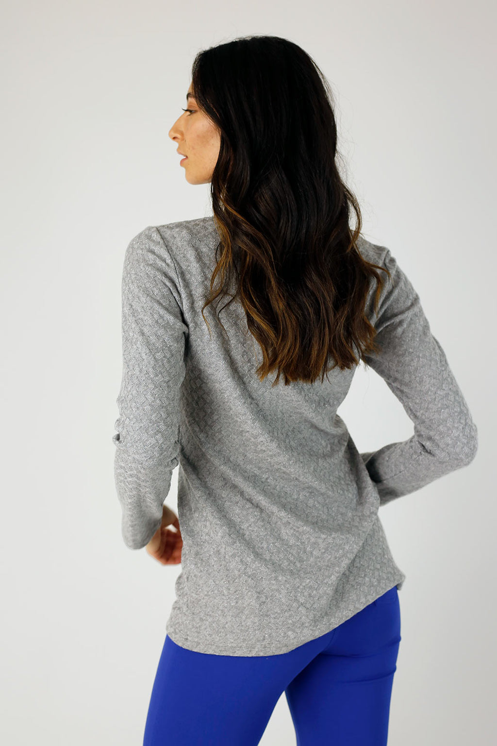 Grey Sparkle V Neck Top - SALE