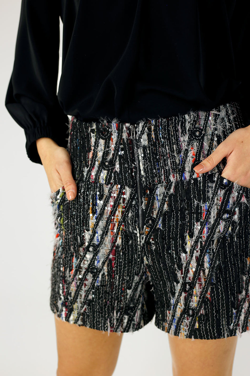 Black Applique Short