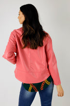 Rose Vegan Leather Mid Biker Jacket - SALE