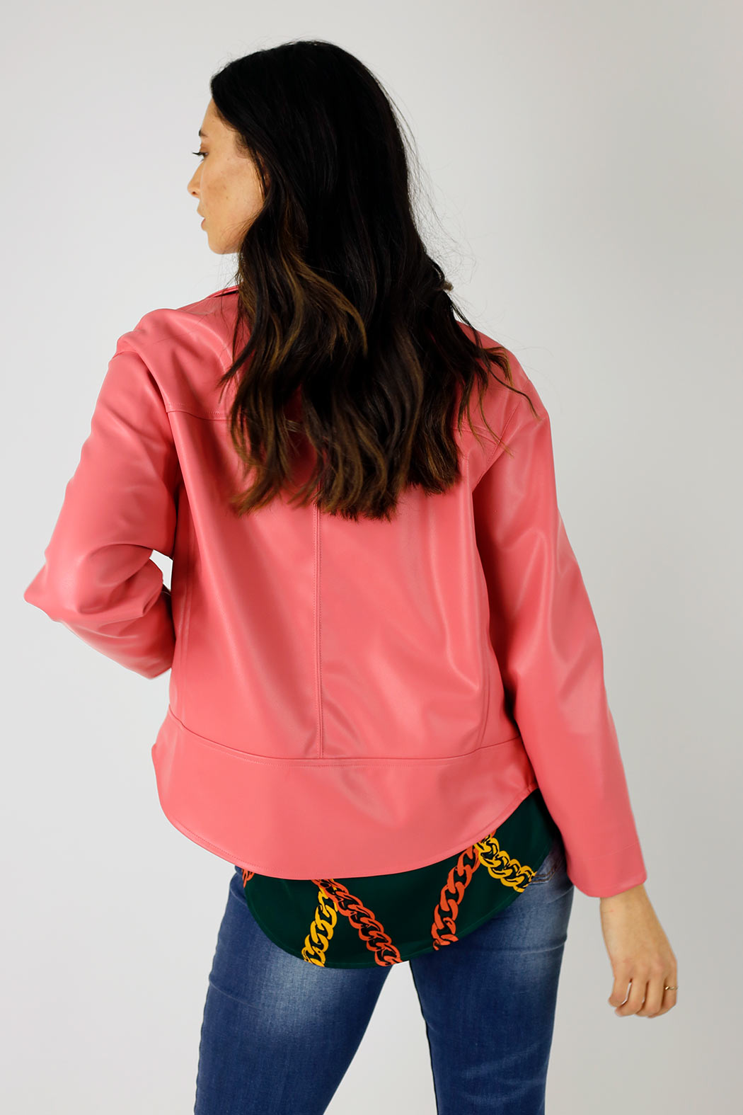 Rose Vegan Leather Mid Biker Jacket - SALE