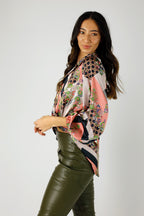 Peach Scarf Puff Sleeve Zhoush Shirt - SALE