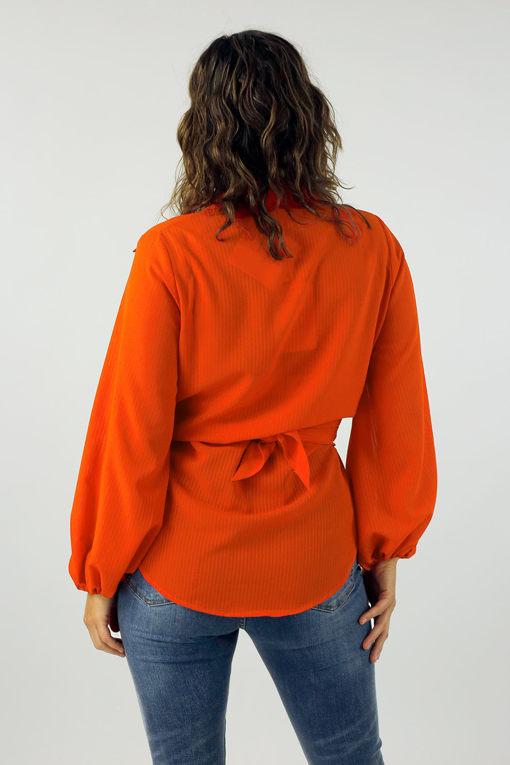 Orange Puff Sleeve Zhoush Shirt - FINAL SALE