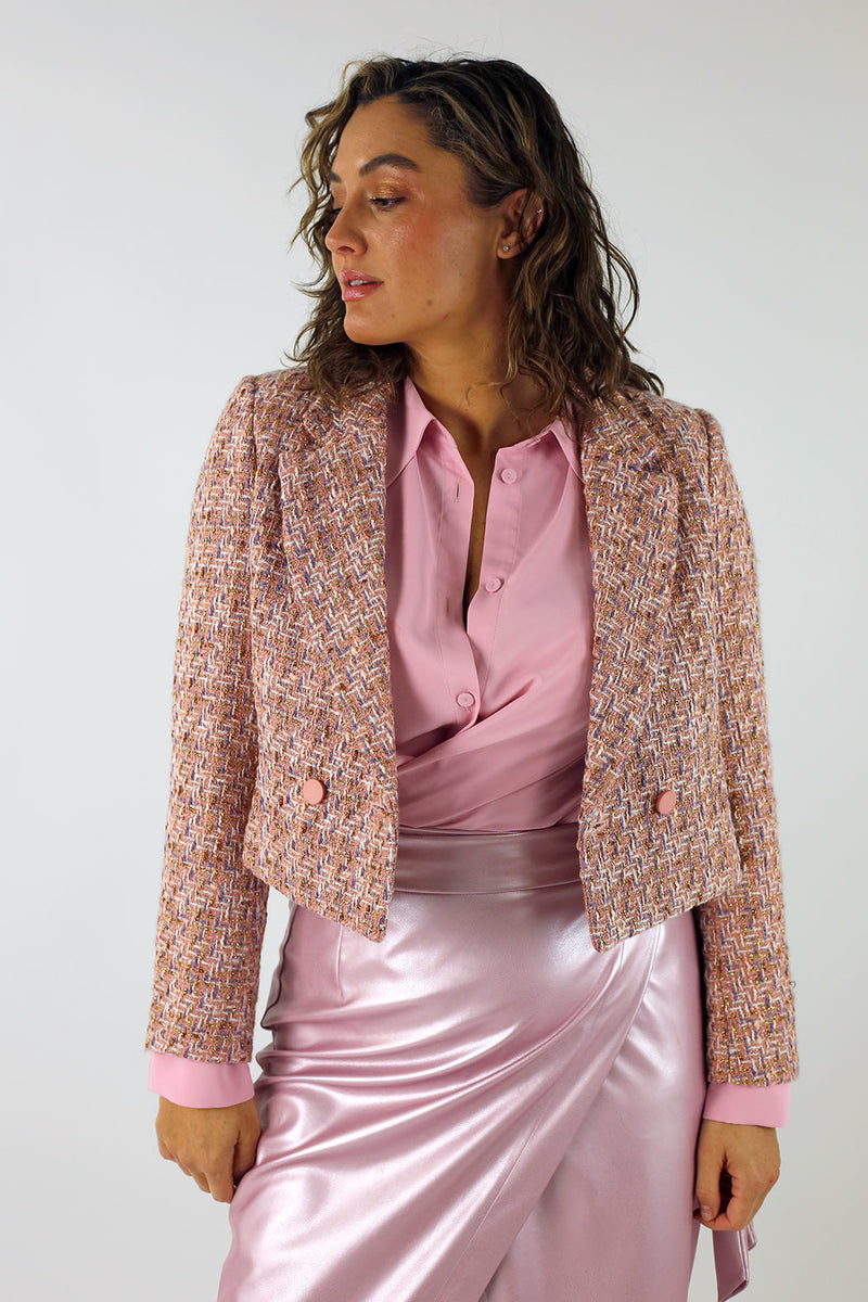 Pink Tweed Crop Jacket - SALE