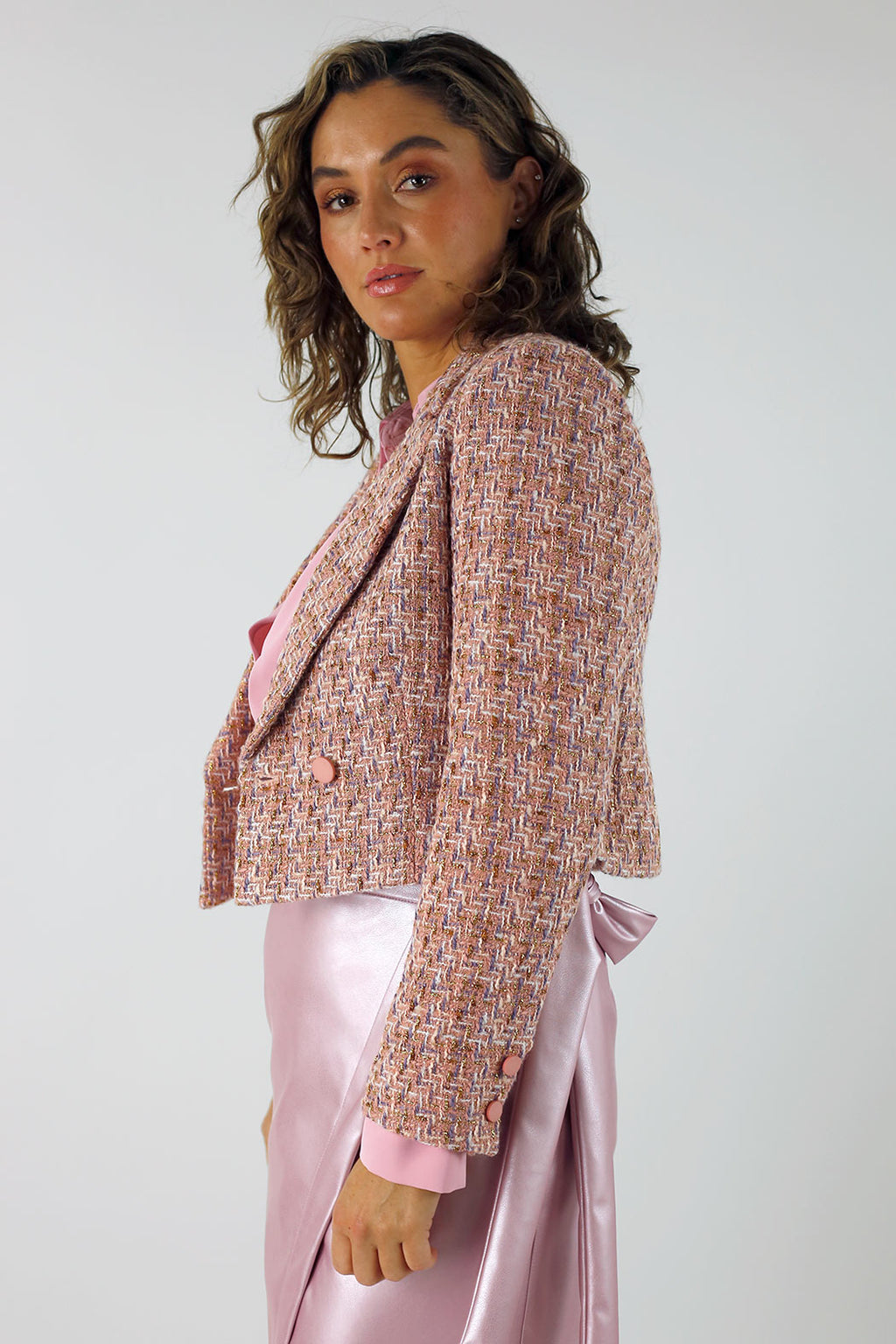 Pink Tweed Crop Jacket - SALE