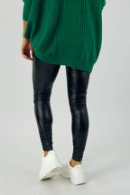 Waxed Black Ruched Legging