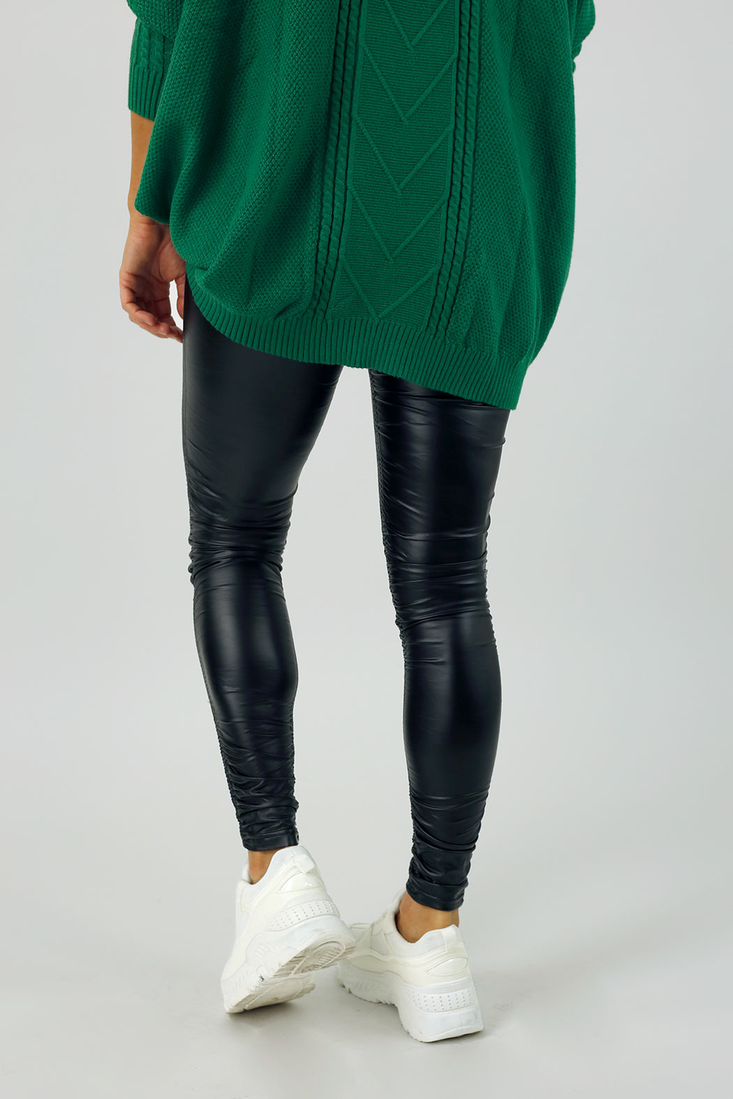 Waxed Black Ruched Legging