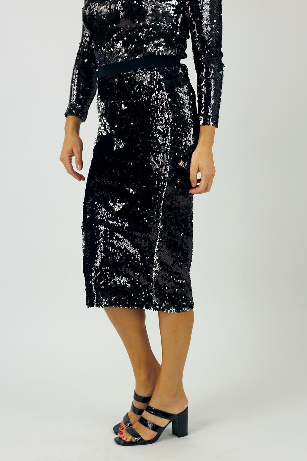 Black and Silver Sequin Skirt - SALE