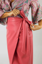 Rose Vegan Leather Wrap Skirt - FINAL SALE