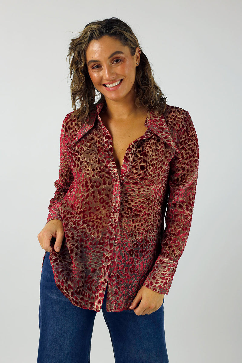 Red Animal Print Jane Shirt