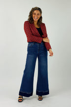 Red Cropped Tweed Jacket - SALE
