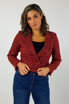 Red Cropped Tweed Jacket - SALE
