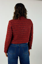 Red Cropped Tweed Jacket - SALE