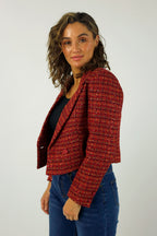Red Cropped Tweed Jacket - SALE