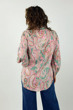 Pink Paisley Puff Sleeve Tie Shirt - SALE