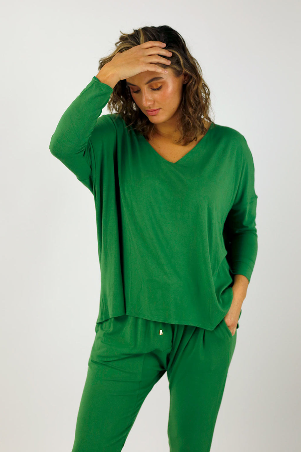 Moss Green Bamboo Slouch Top - FINAL SALE