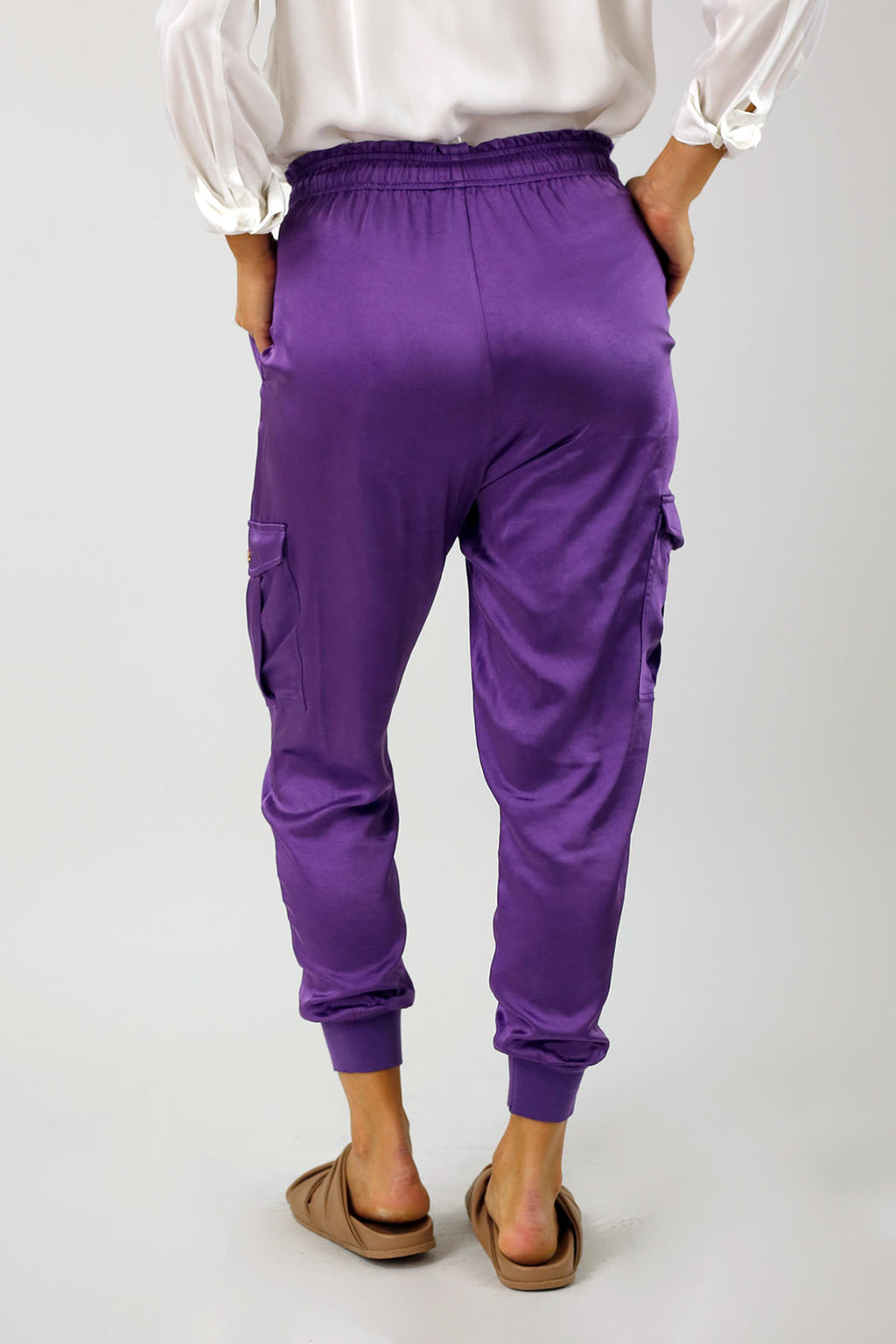 Purple Satin Cargo Pants - FINAL SALE