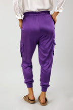 Purple Satin Cargo Pants - FINAL SALE