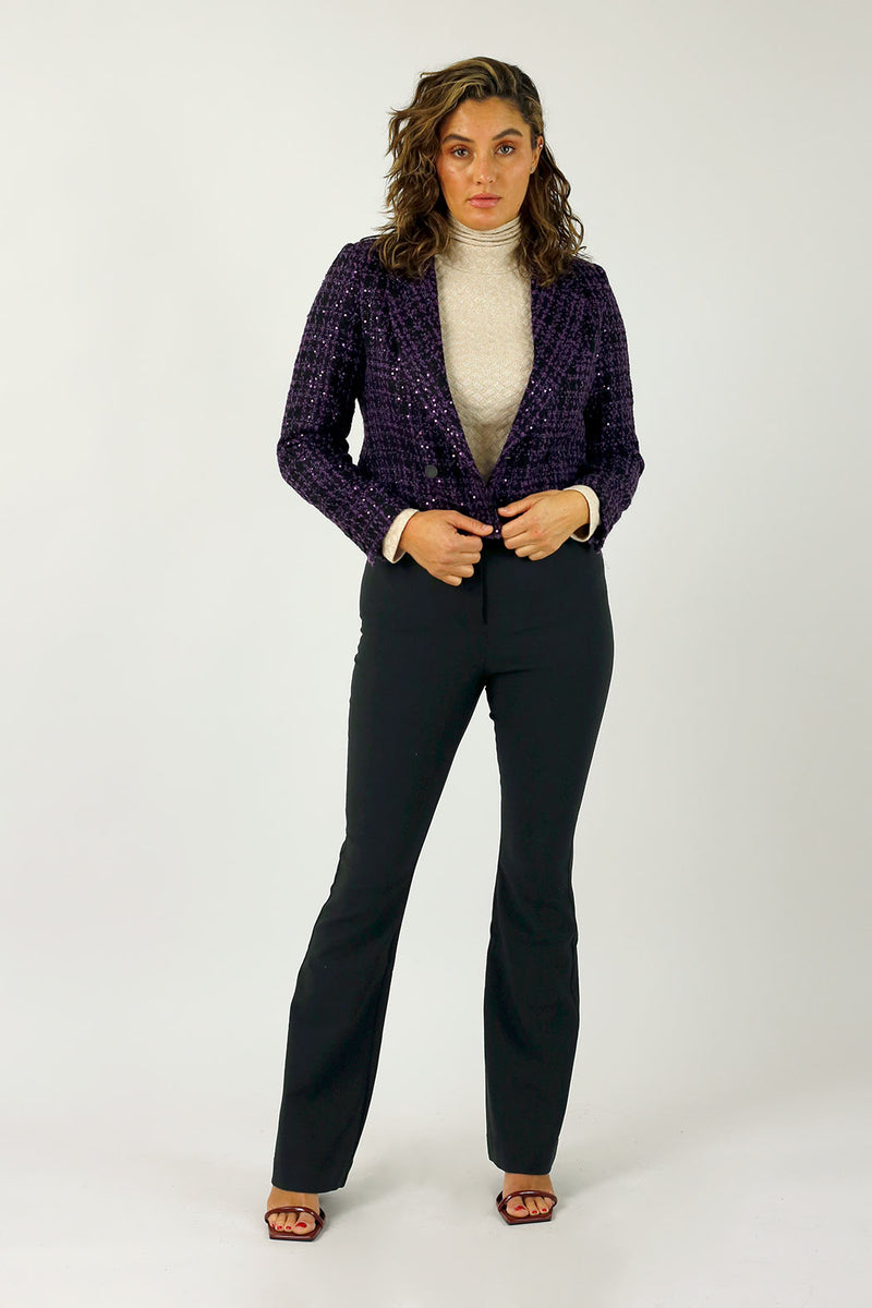 Purple Tweed Cropped Jacket