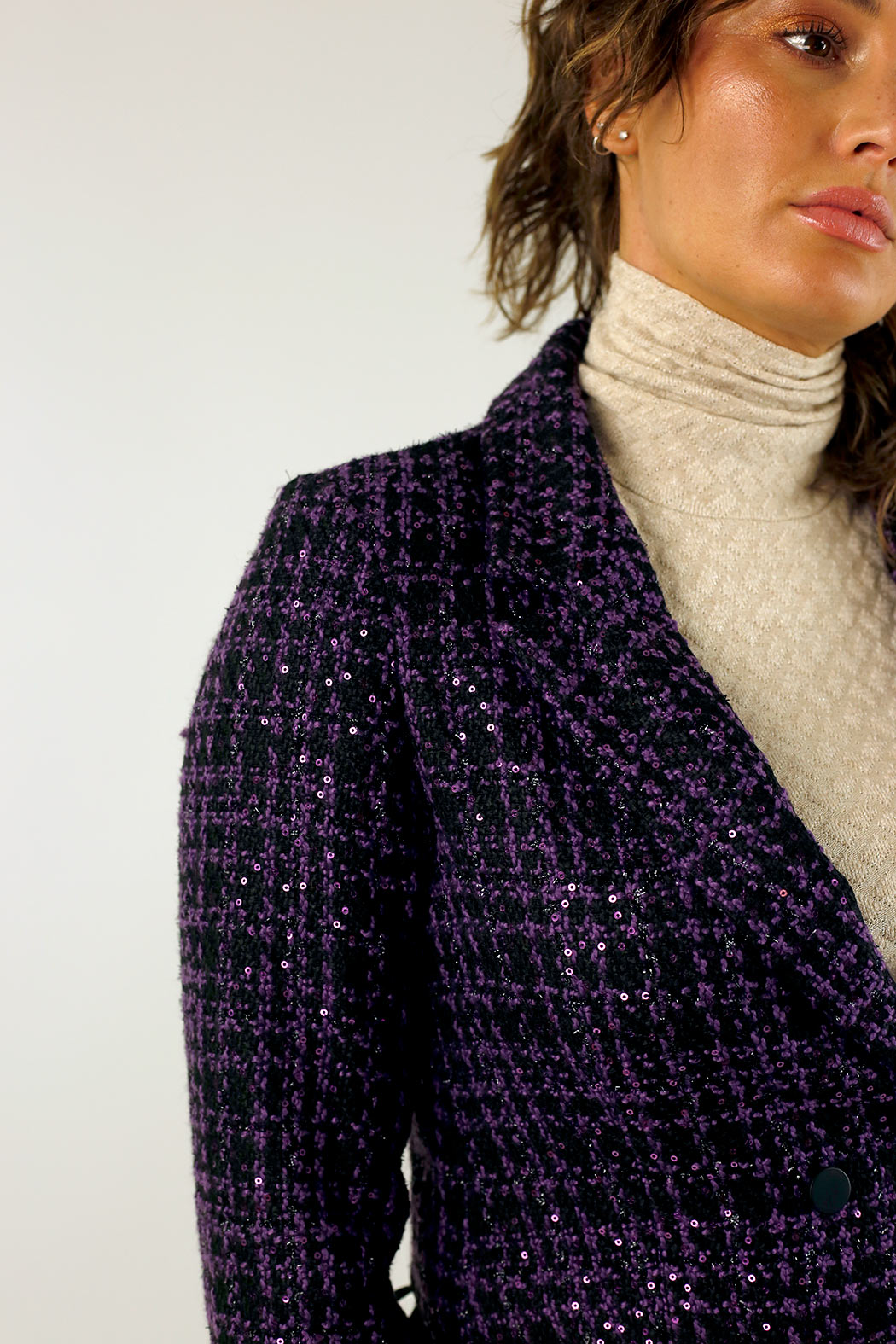 Purple Tweed Cropped Jacket