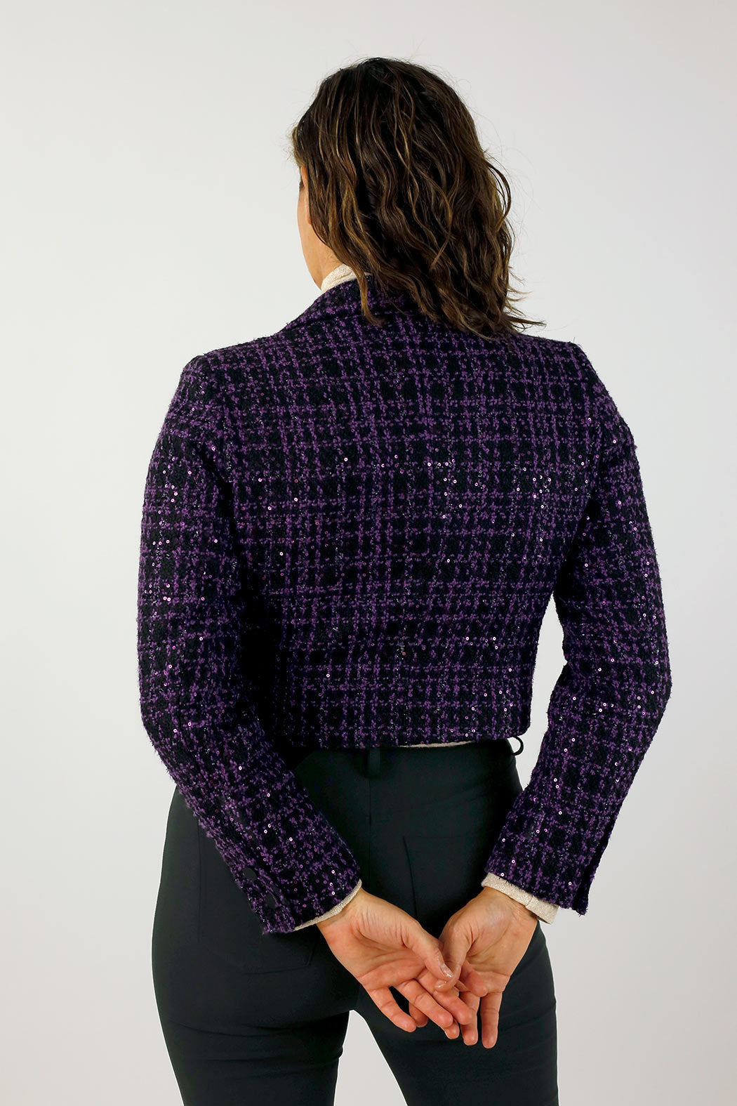 Purple Tweed Cropped Jacket