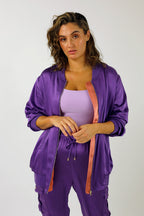 Purple Satin Zip Bomber - FINAL SALE
