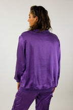 Purple Satin Zip Bomber - FINAL SALE