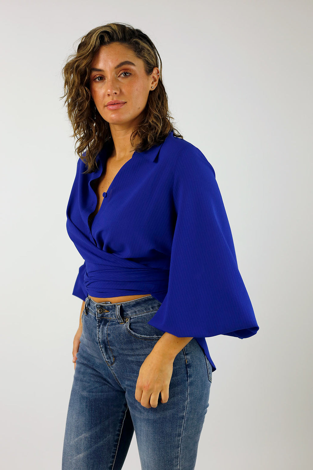 Cobalt Puff Sleeve Zhoush Shirt - SALE