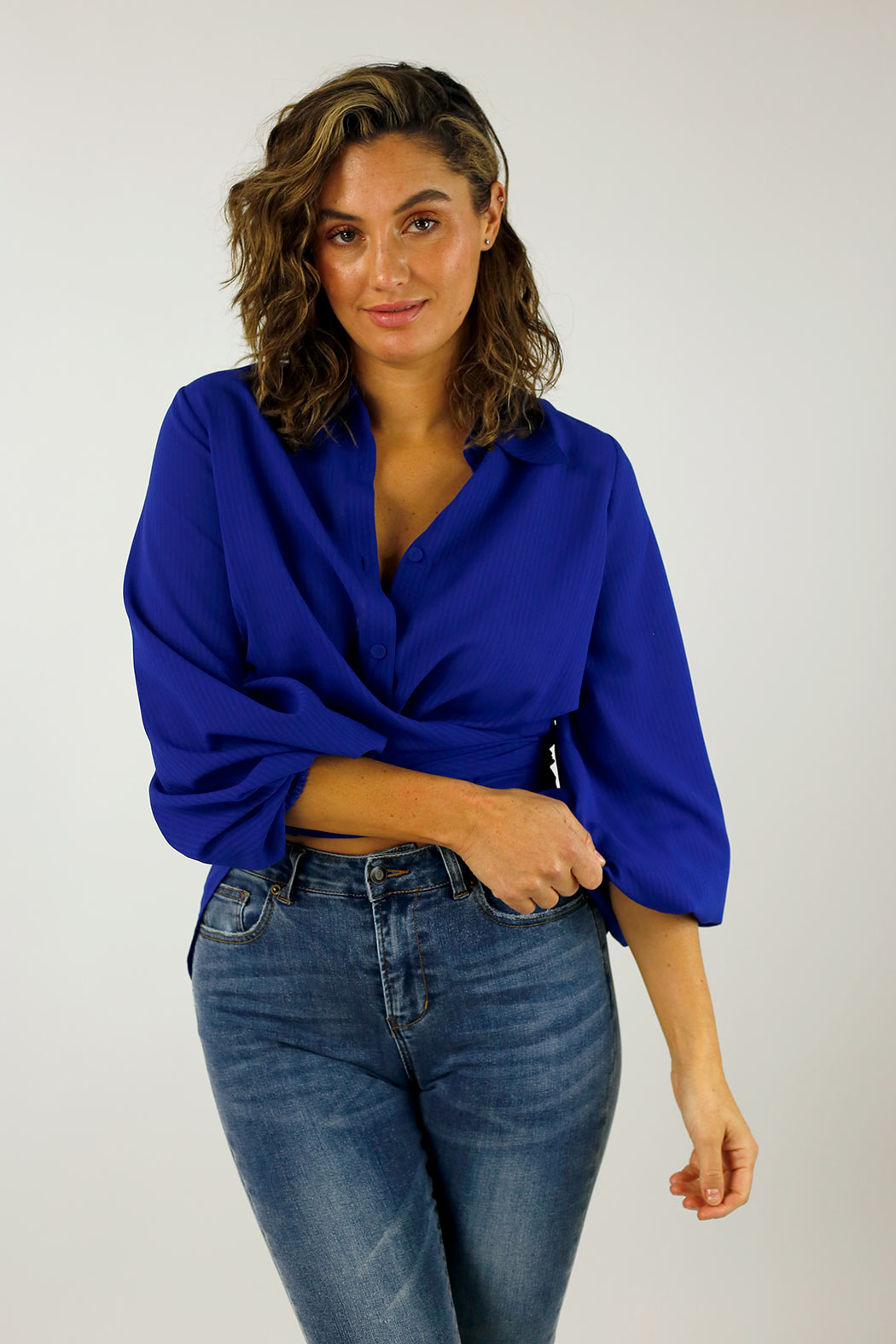 Cobalt Puff Sleeve Zhoush Shirt - SALE