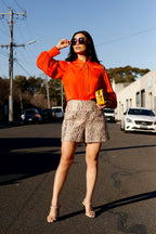 Orange Silky Open Shoulder Shirt - FINAL SALE
