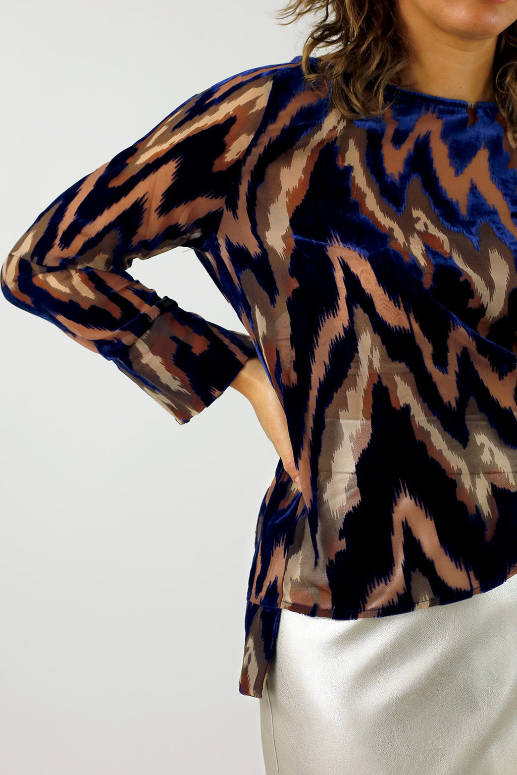 Navy Blush Velvet Raglan Top - FINAL SALE