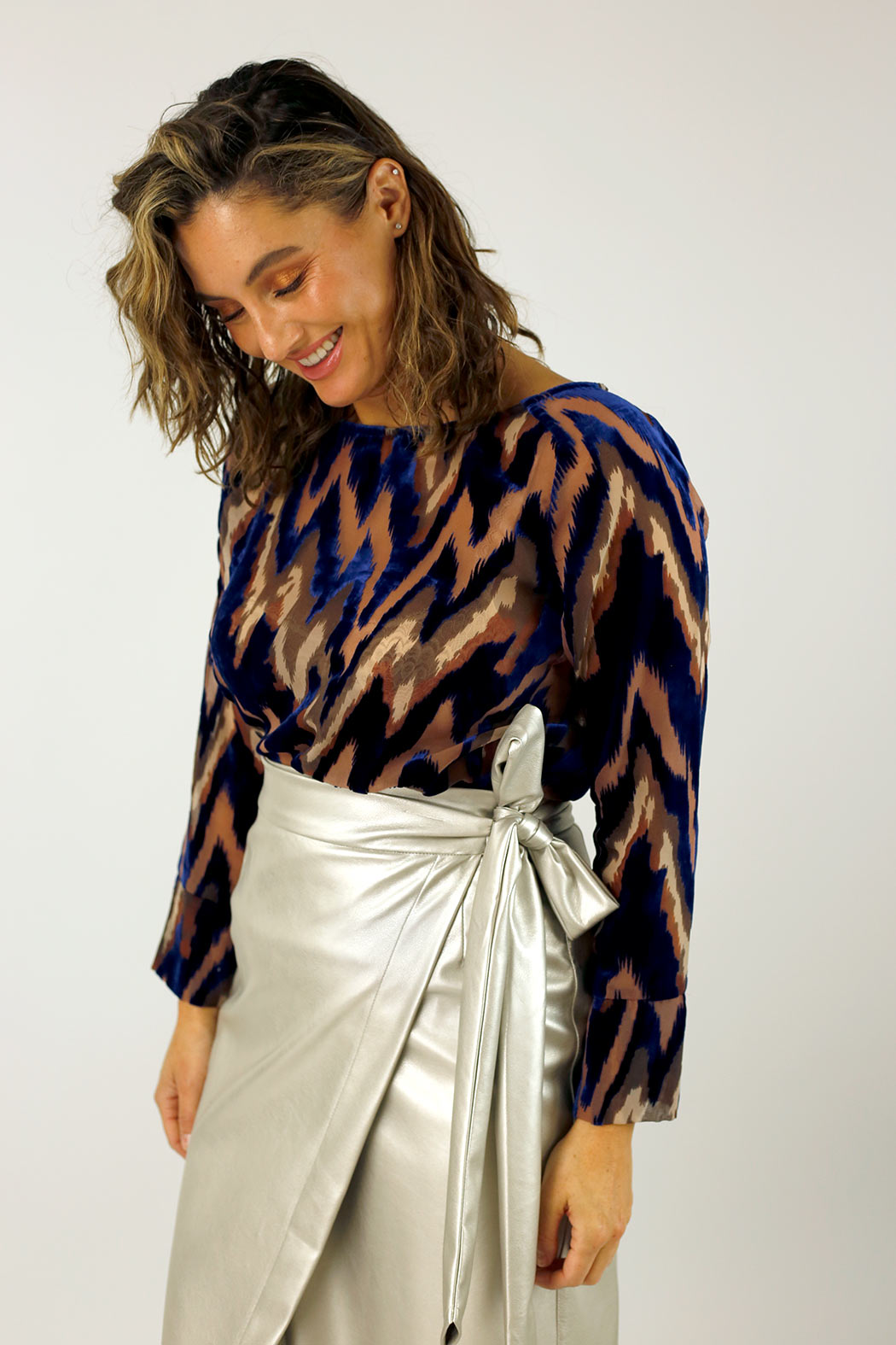 Navy Blush Velvet Raglan Top - FINAL SALE