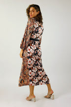 Tan and Black Patchwork Wrap Dress - FINAL SALE