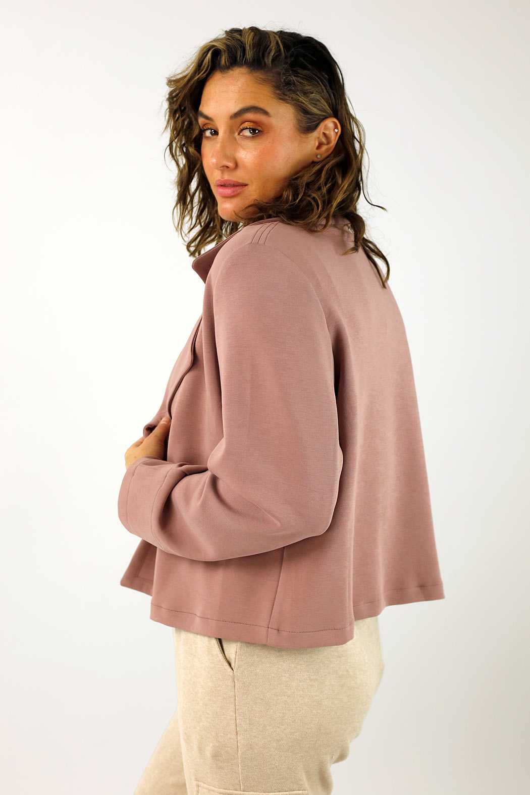 Musk Pink Soft Crop Jacket - SALE
