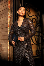 Copper Sequin Wrap Dress - FINAL SALE