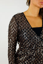 Copper Sequin Wrap Dress - FINAL SALE