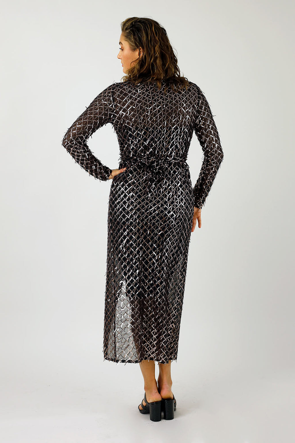 Copper Sequin Wrap Dress - FINAL SALE