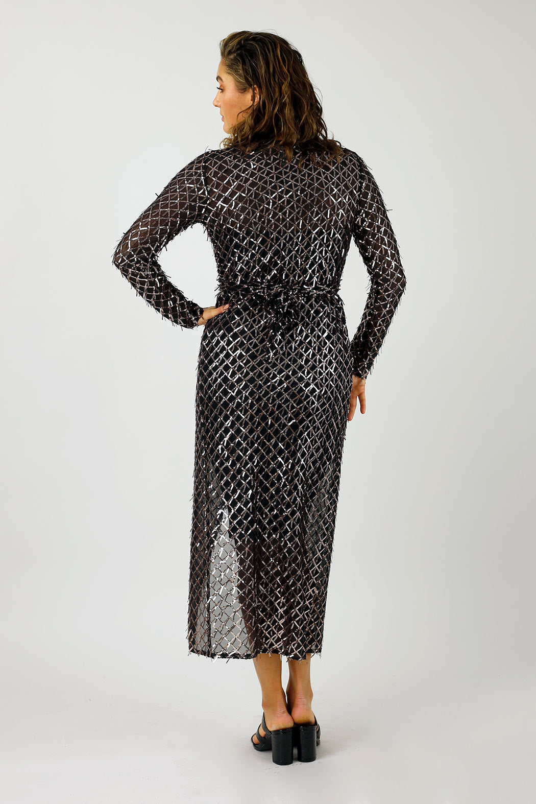 Copper Sequin Wrap Dress - FINAL SALE